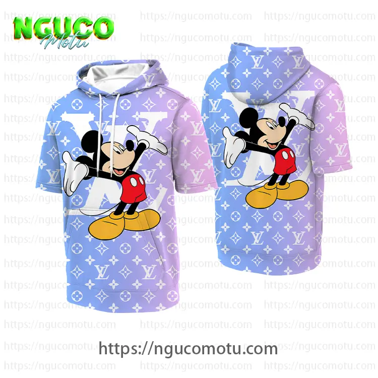 Louis vuitton and disney mickey mouse welcome hooded short sleeve t-shirt gift uninque for kid man women
